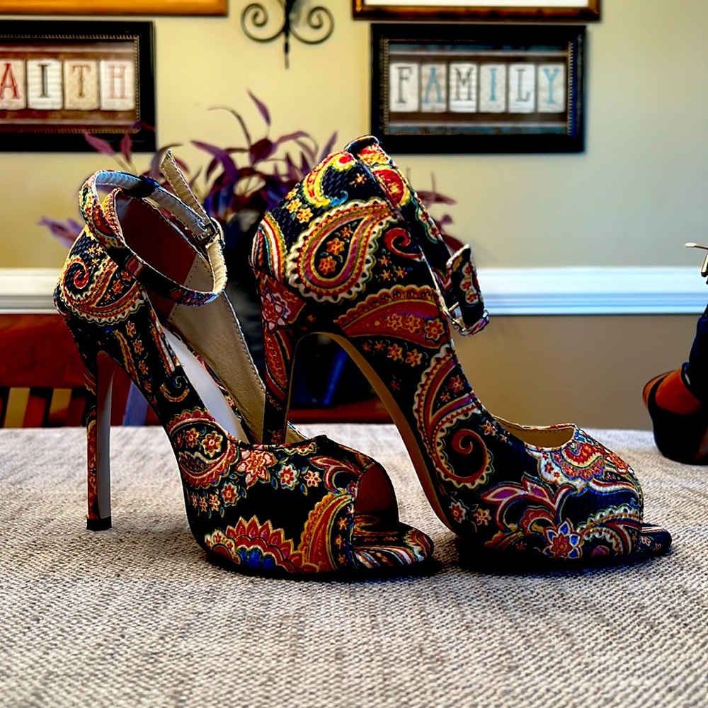 Paisley Print Heels